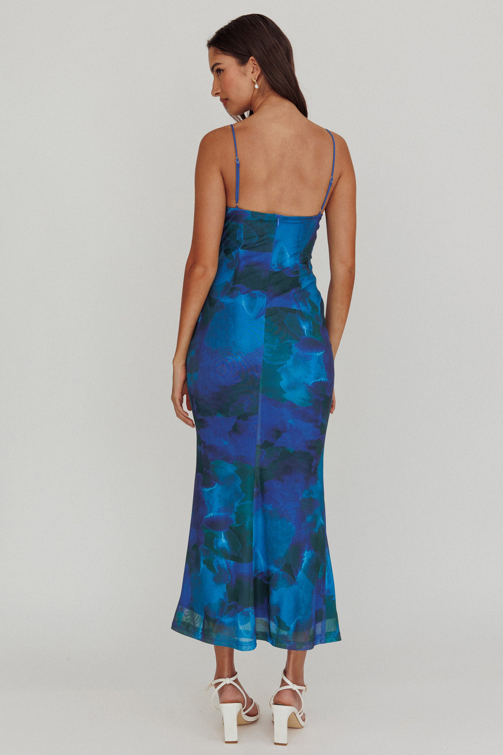 Teava Laced Waist Maxi Dress Print Blue by Selfie Leslie