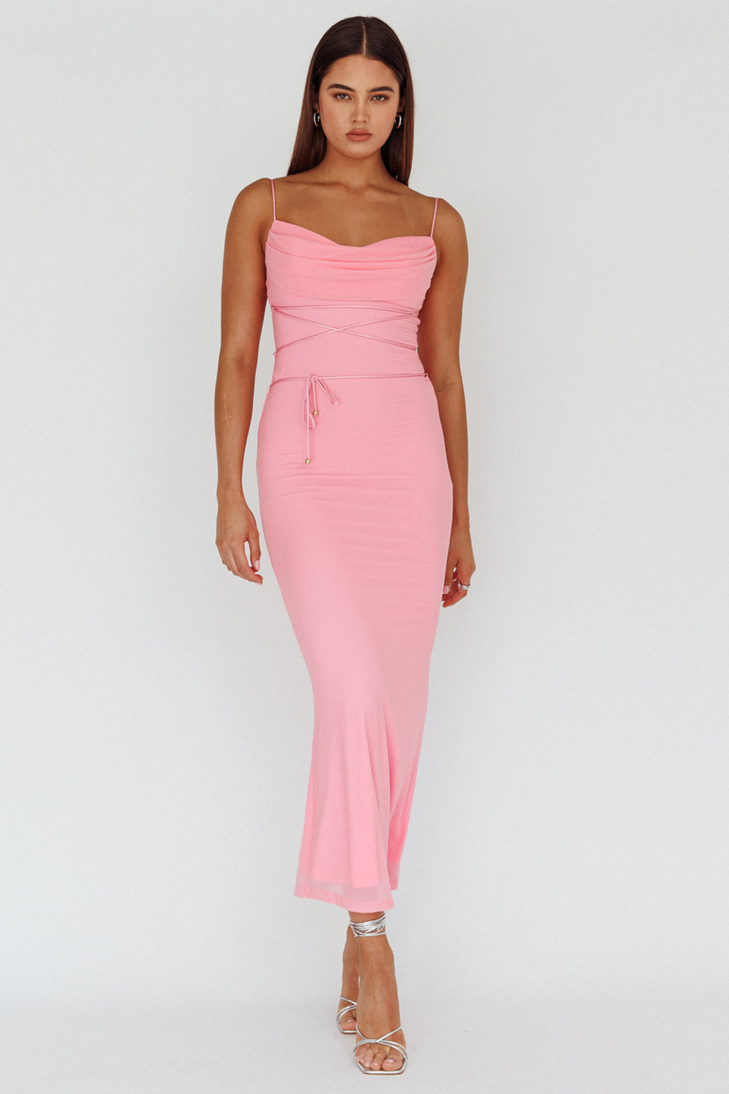 Teava Laced Waist Maxi Dress Blush by Selfie Leslie