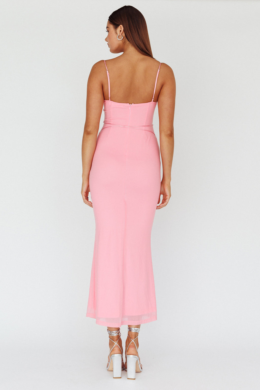 Teava Laced Waist Maxi Dress Blush by Selfie Leslie