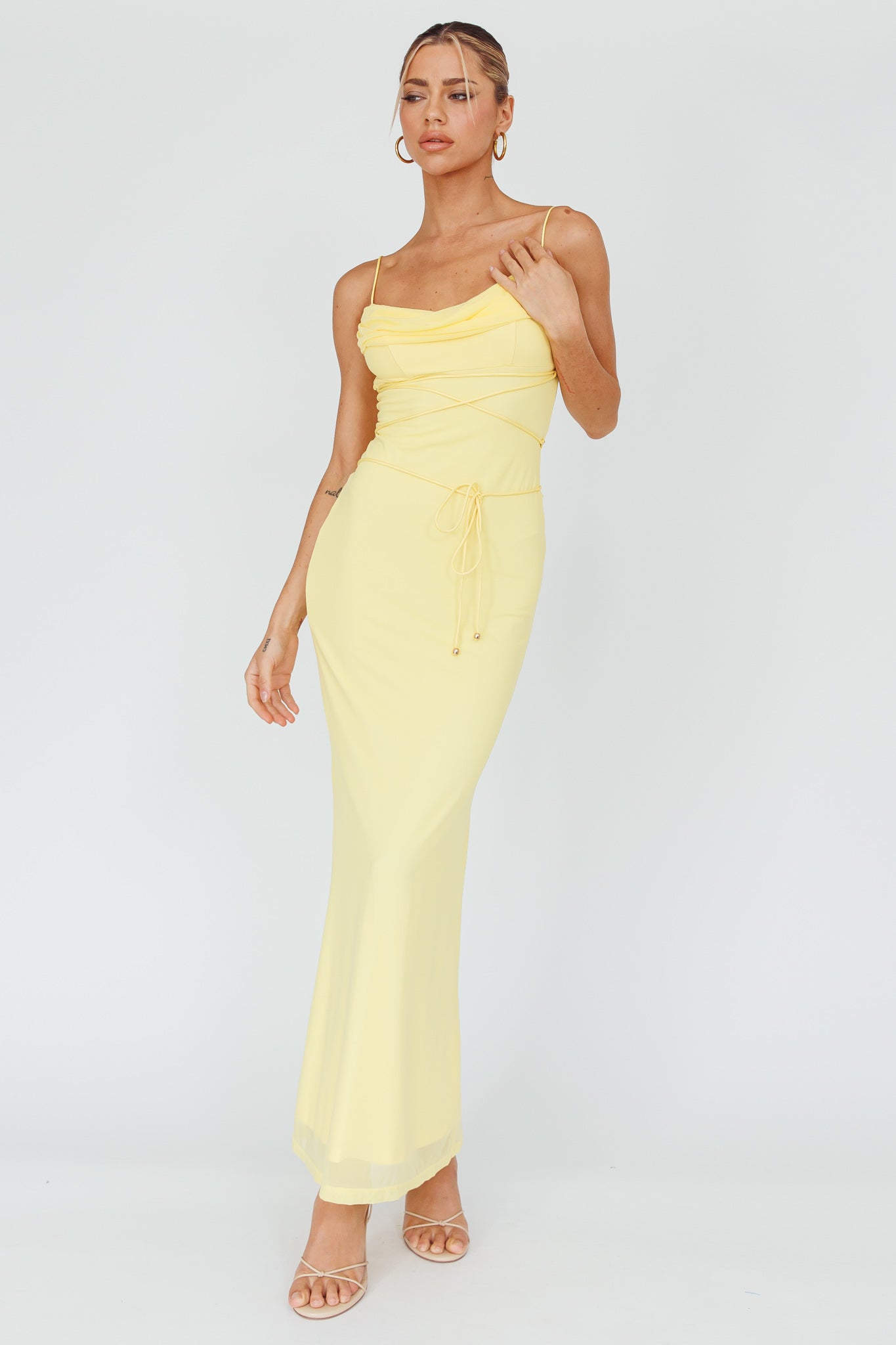 Teava Laced Waist Maxi Dress Butter by Selfie Leslie