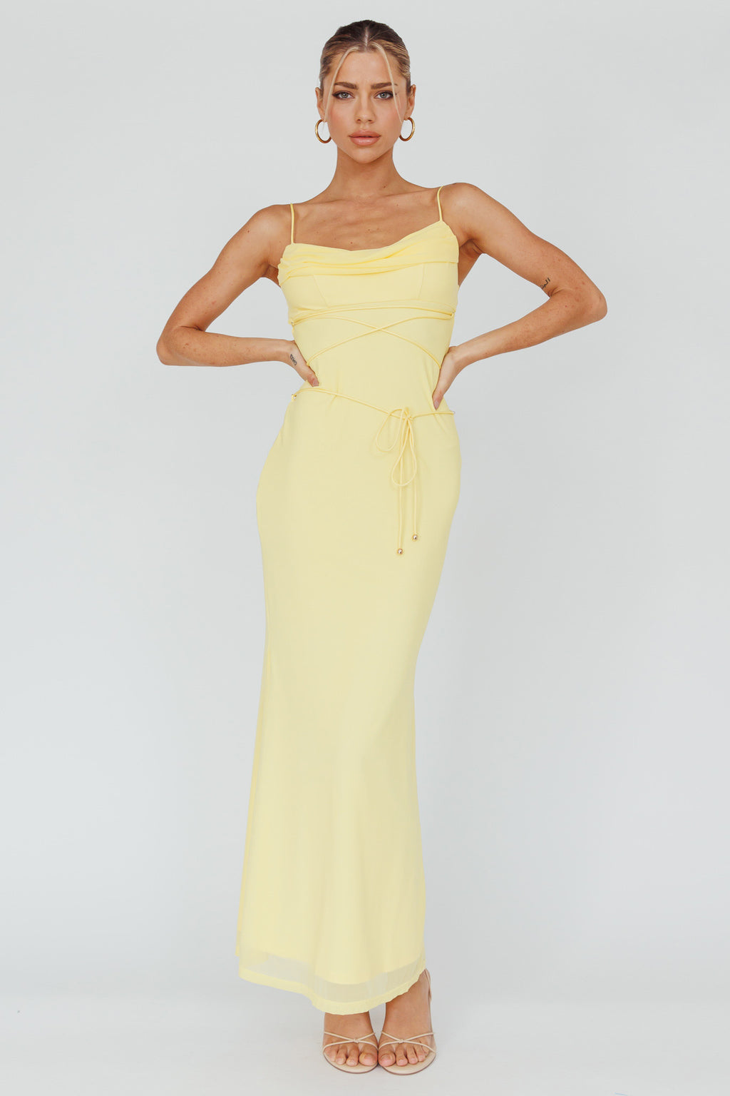 Teava Laced Waist Maxi Dress Butter by Selfie Leslie