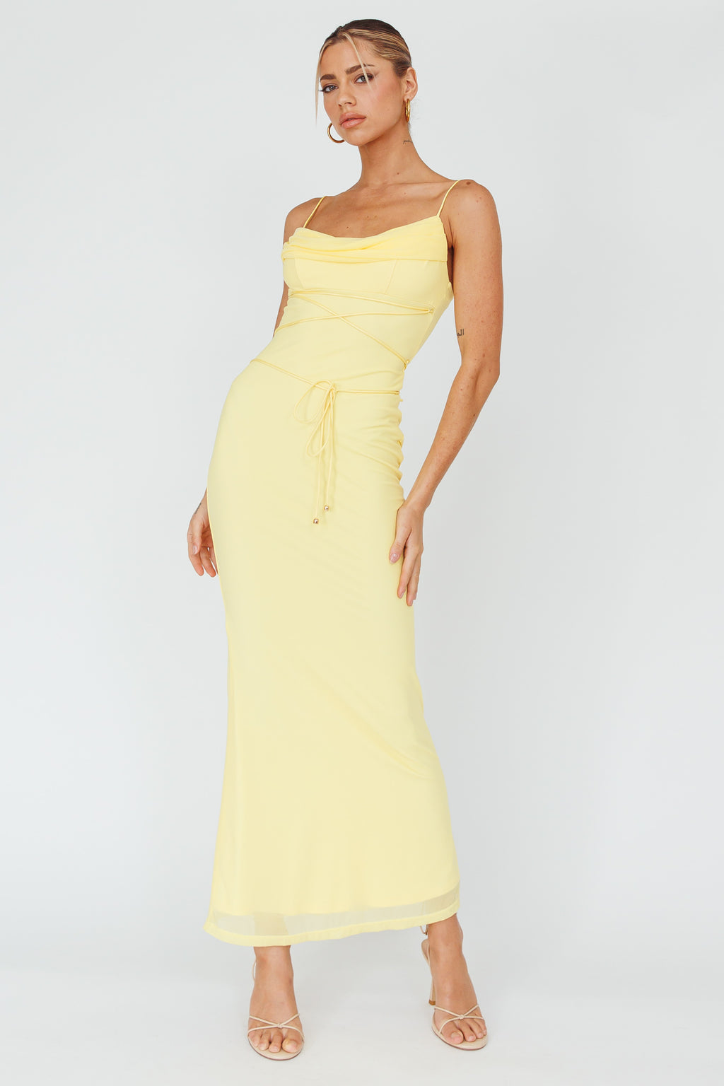 Teava Laced Waist Maxi Dress Butter by Selfie Leslie