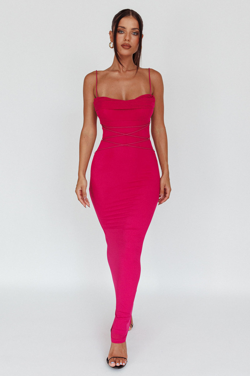 Teava Laced Waist Maxi Dress Fuchsia by Selfie Leslie