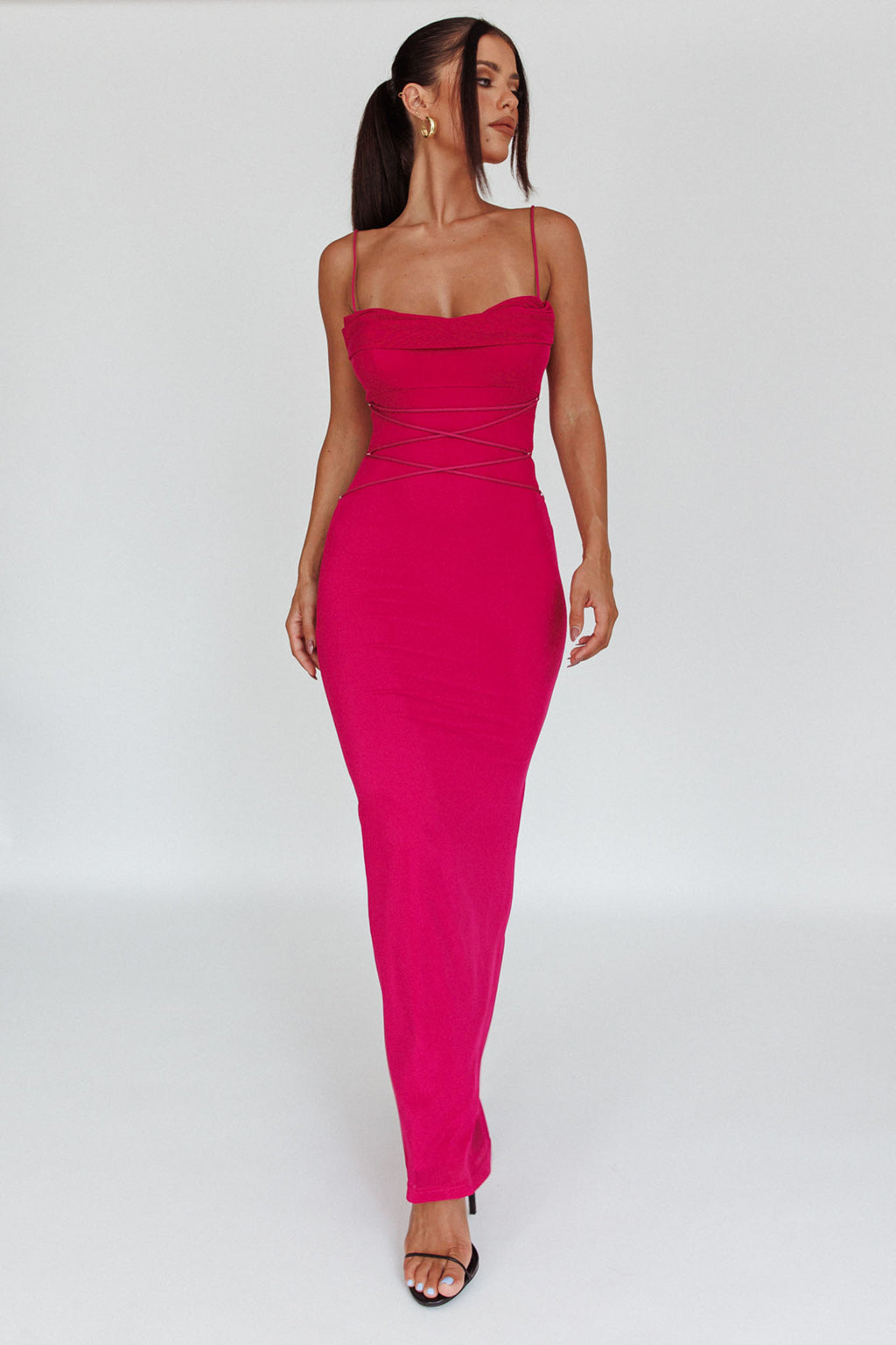 Teava Laced Waist Maxi Dress Fuchsia by Selfie Leslie