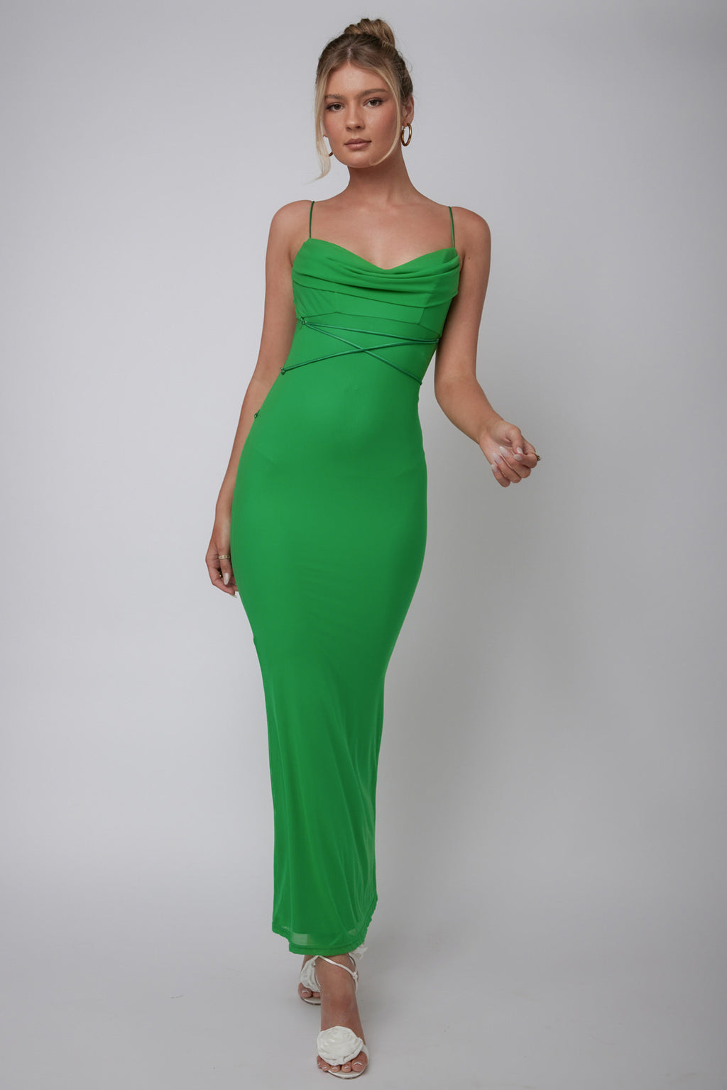 Teava Laced Waist Maxi Dress Green by Selfie Leslie