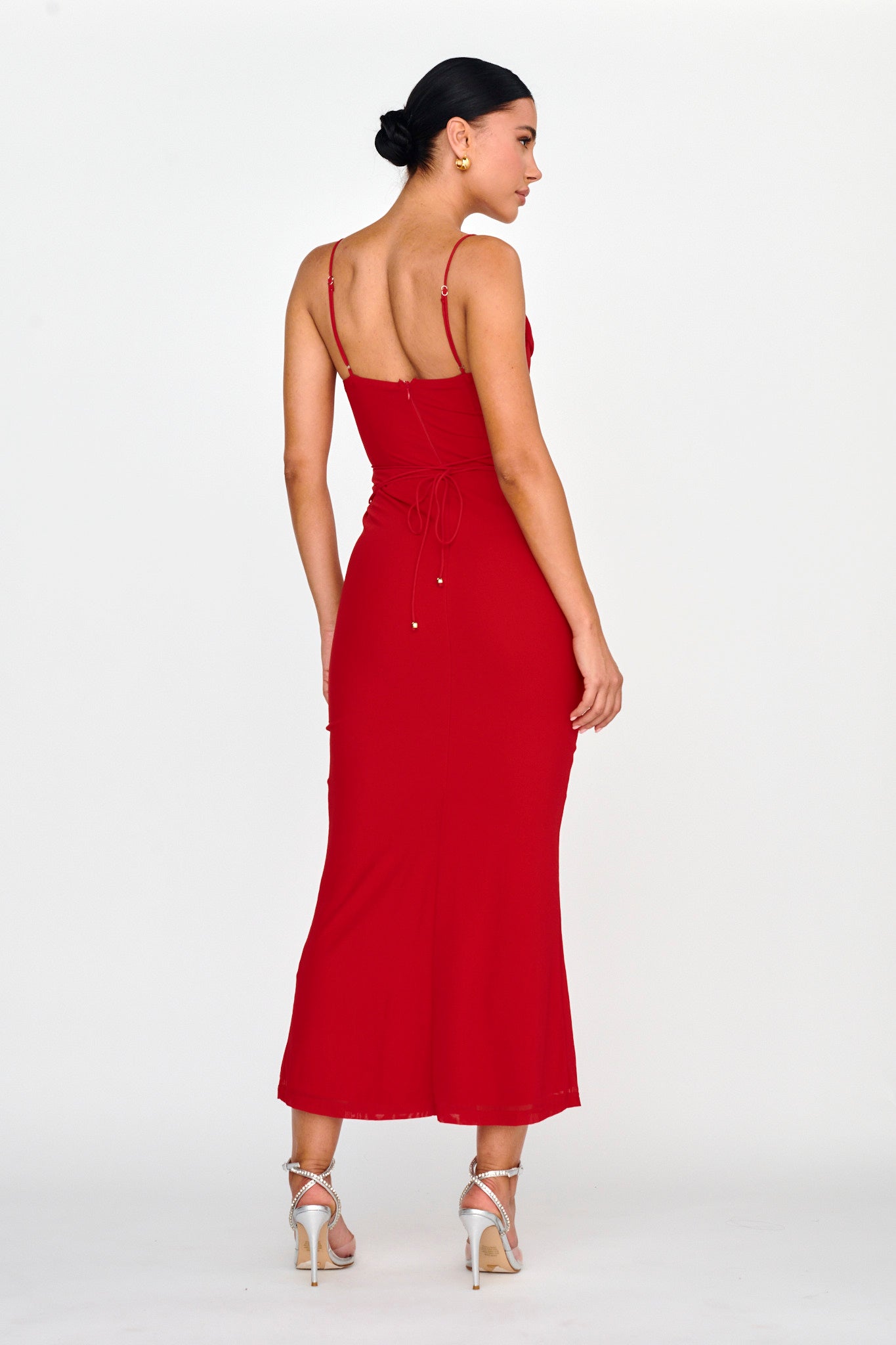 Teava Laced Waist Maxi Dress Red by Selfie Leslie