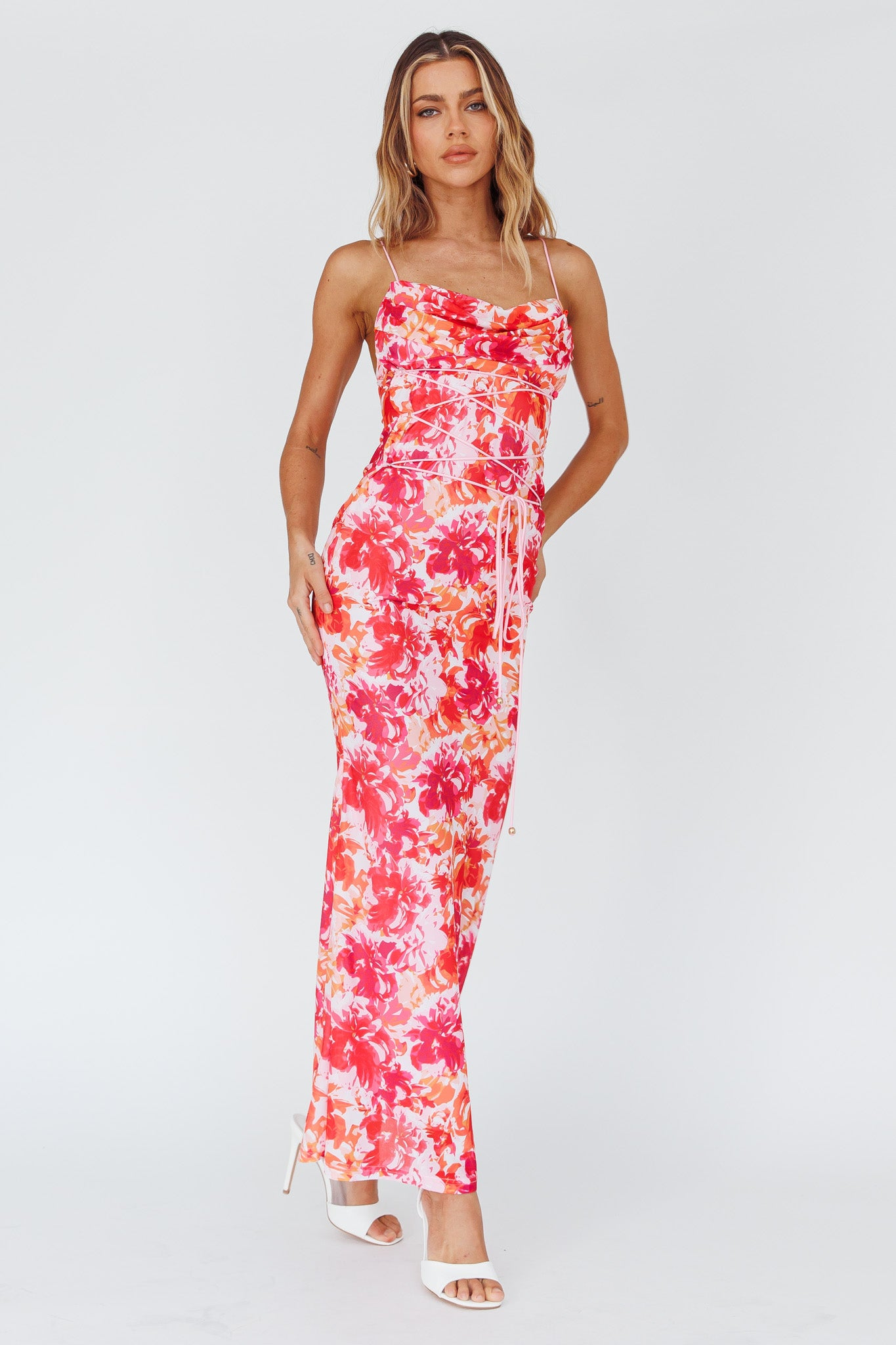 floral midi dress red Teava Laced Waist line silhouette SKU18213 Made YGroup_jasmine-halter-midi-dress Long Sleeve Maroon Dress Barva:purple melange