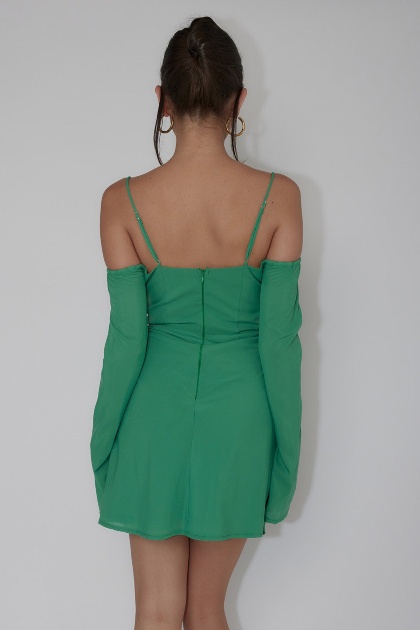 Teava Off-Shoulder Sleeve Laced Mini Dress Jade by Selfie Leslie