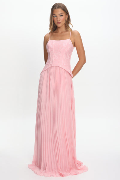 Cambridge Accordion Pleat Corset Dress Pink | Selfie Leslie