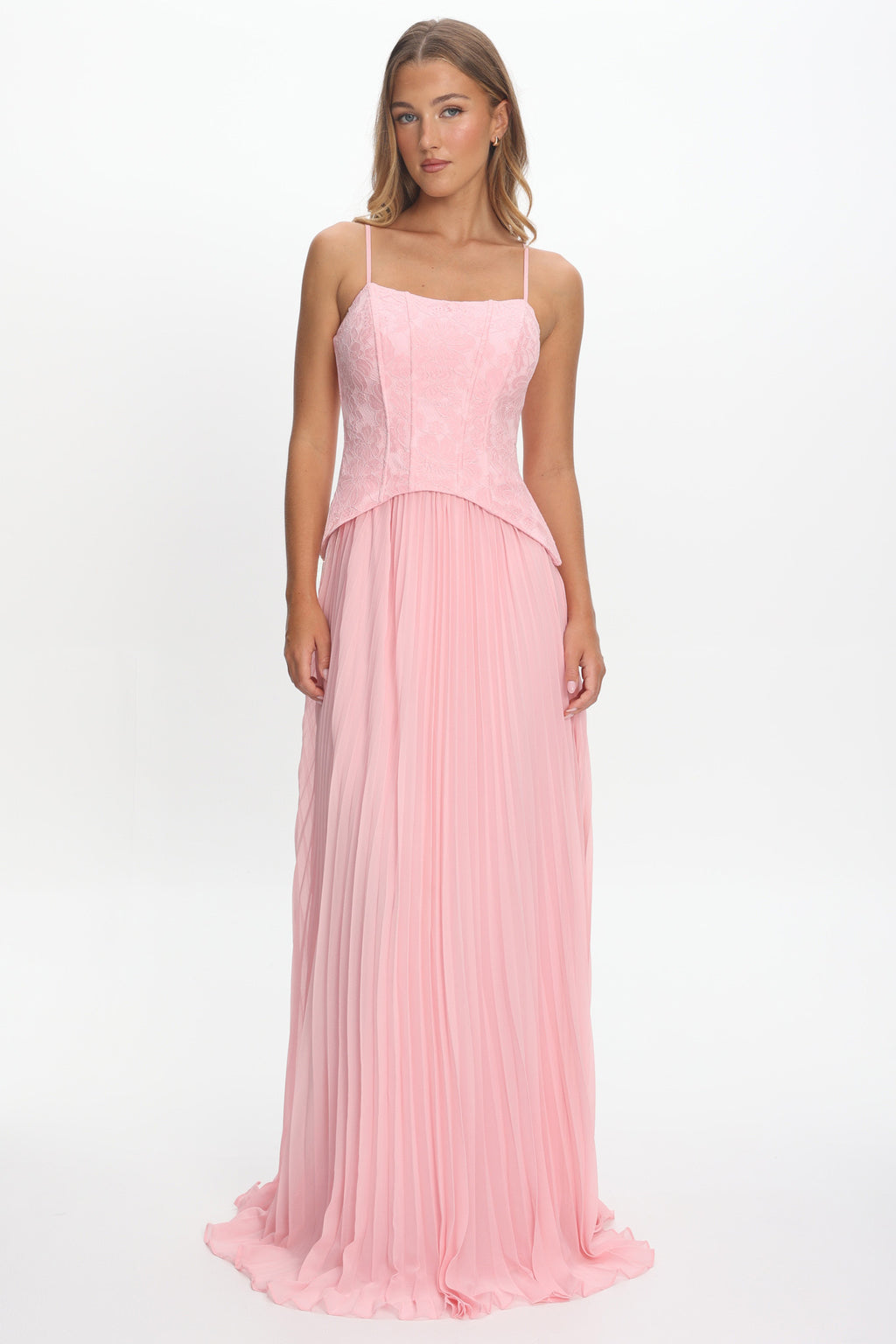 Cambridge Accordion Pleat Corset Dress Pink by Selfie Leslie
