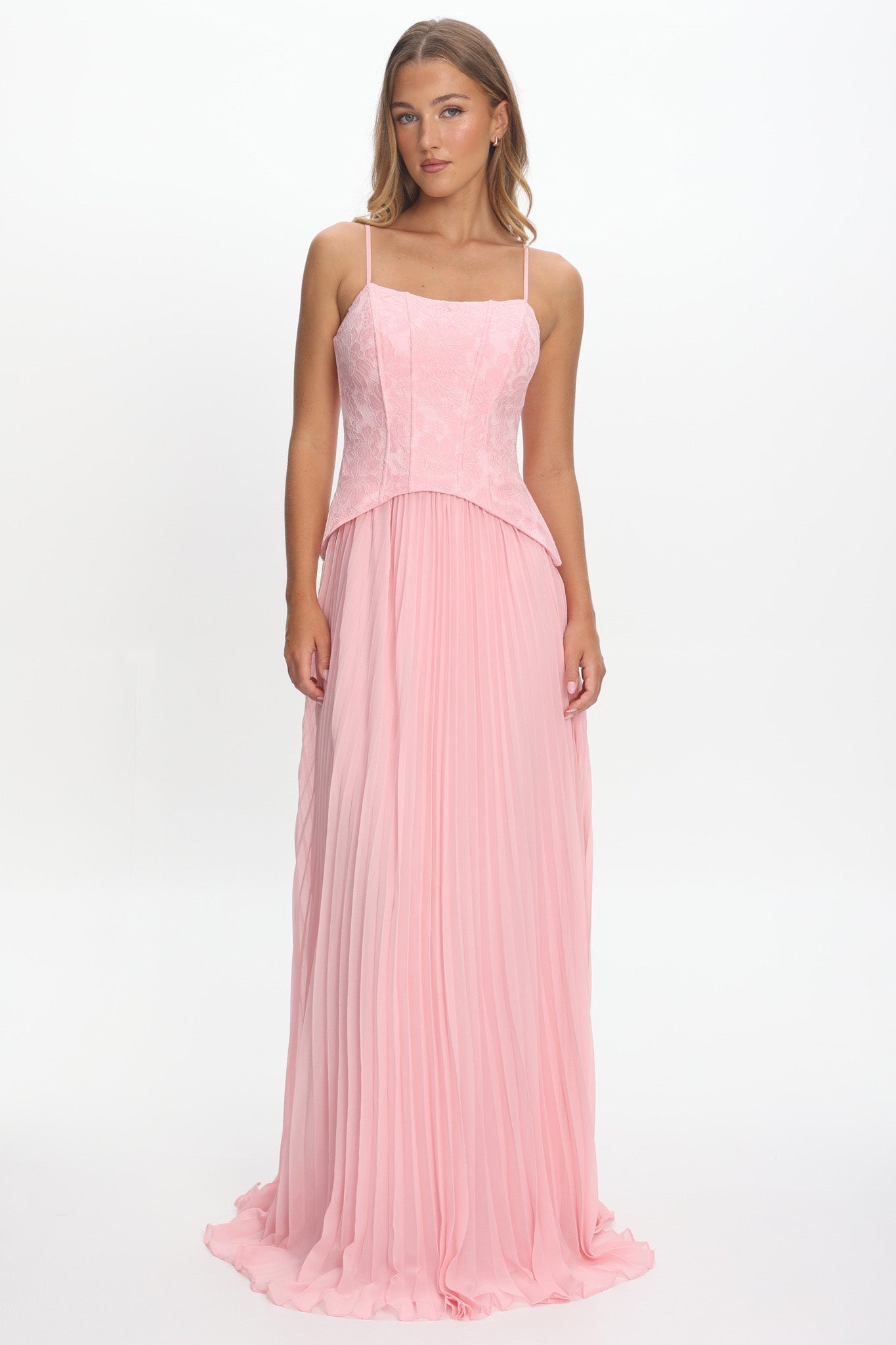 chinese dress ladies Cambridge Accordion Pleat Corset Dress Pink– Selfie Leslie