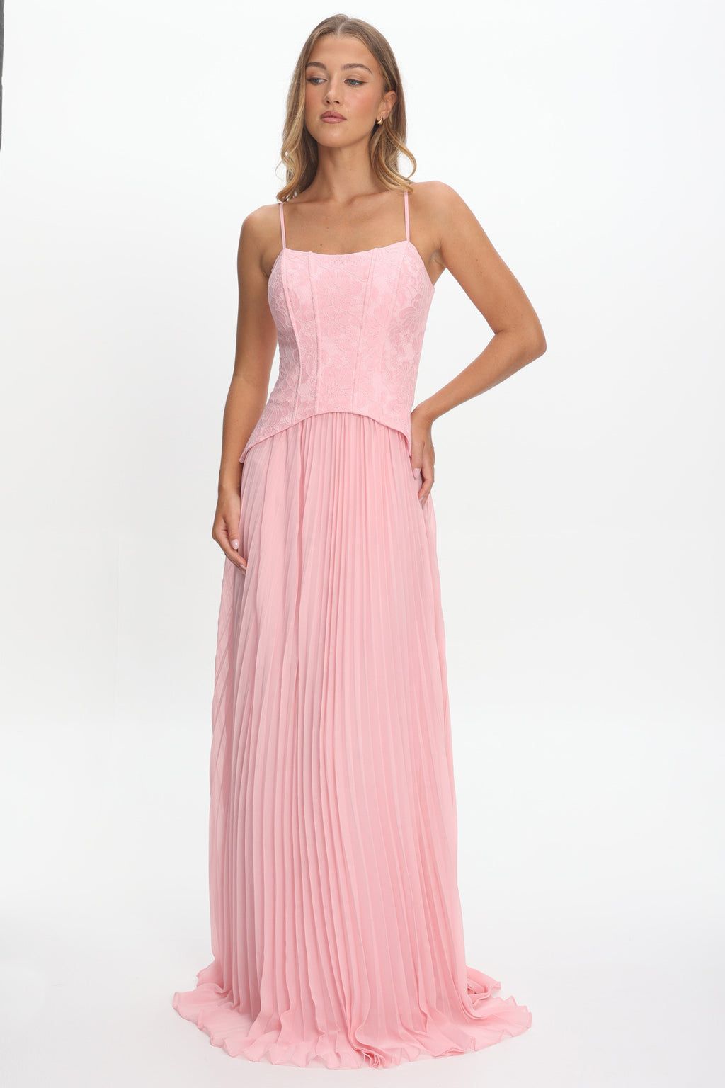 Cambridge Accordion Pleat Corset Dress Pink– Selfie Leslie