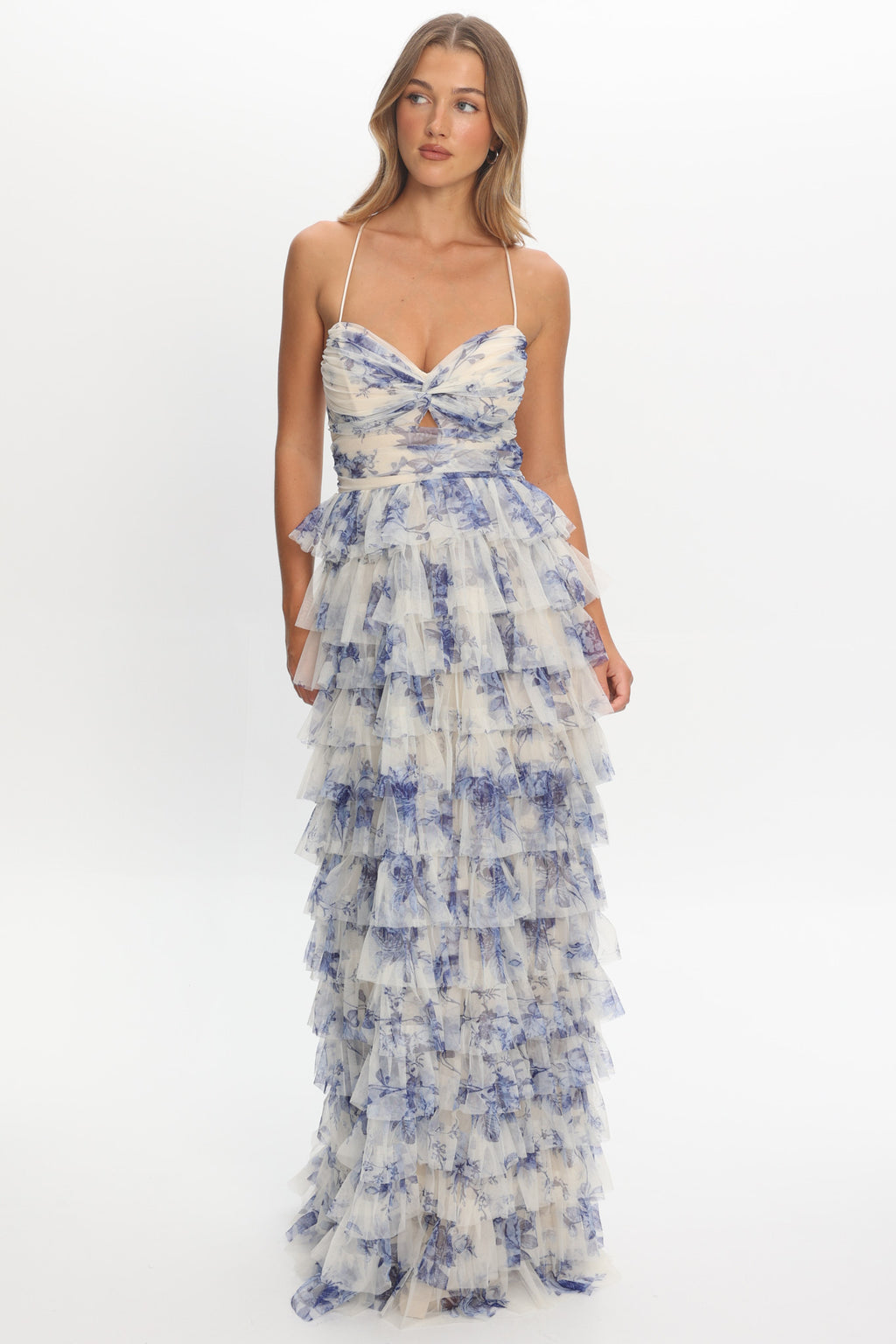 Cambridge Accordion Pleat Corset Dress Blue