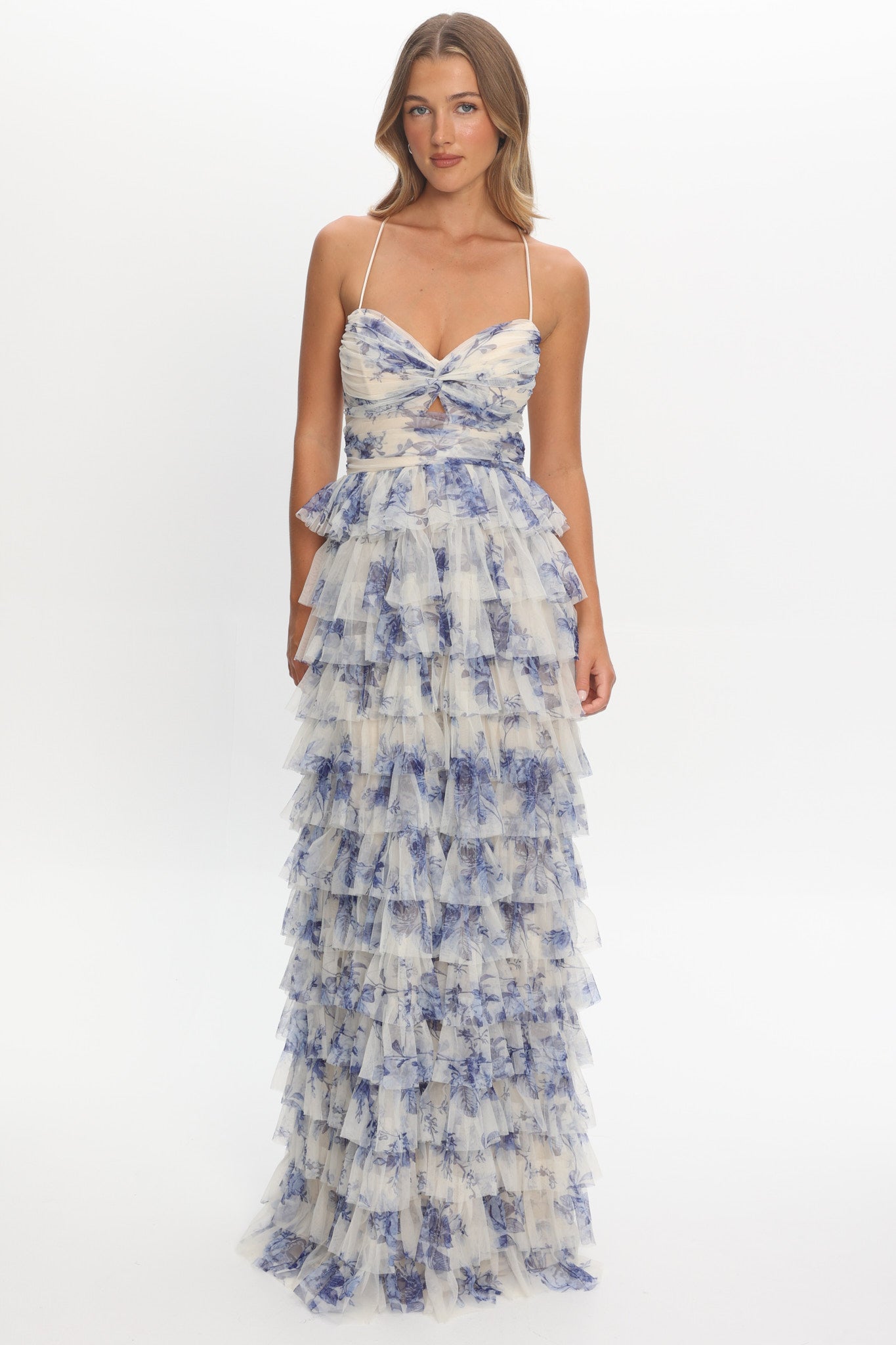 Cambridge Accordion Pleat Corset Dress Blue