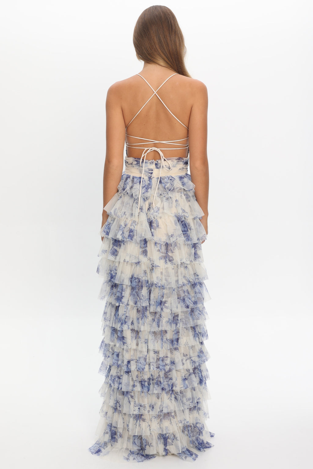 Cambridge Accordion Pleat Corset Dress Blue