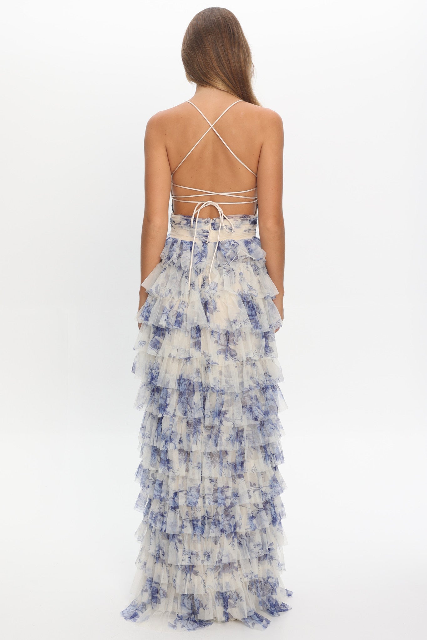 Cambridge Accordion Pleat Corset Dress Blue