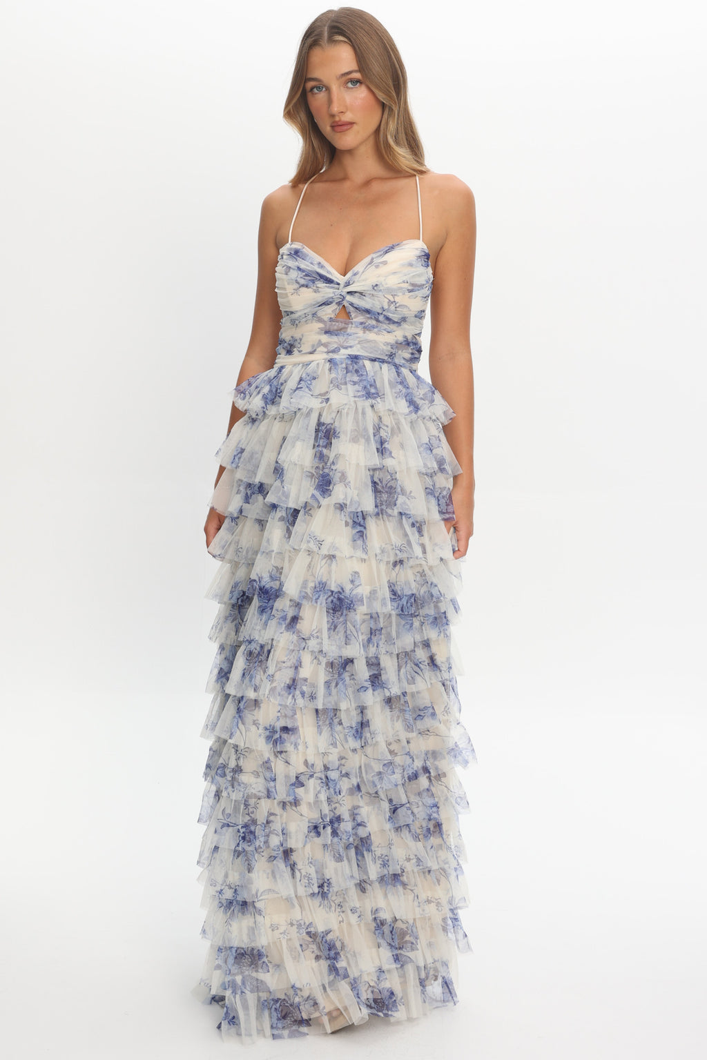 Cambridge Accordion Pleat Corset Dress Blue