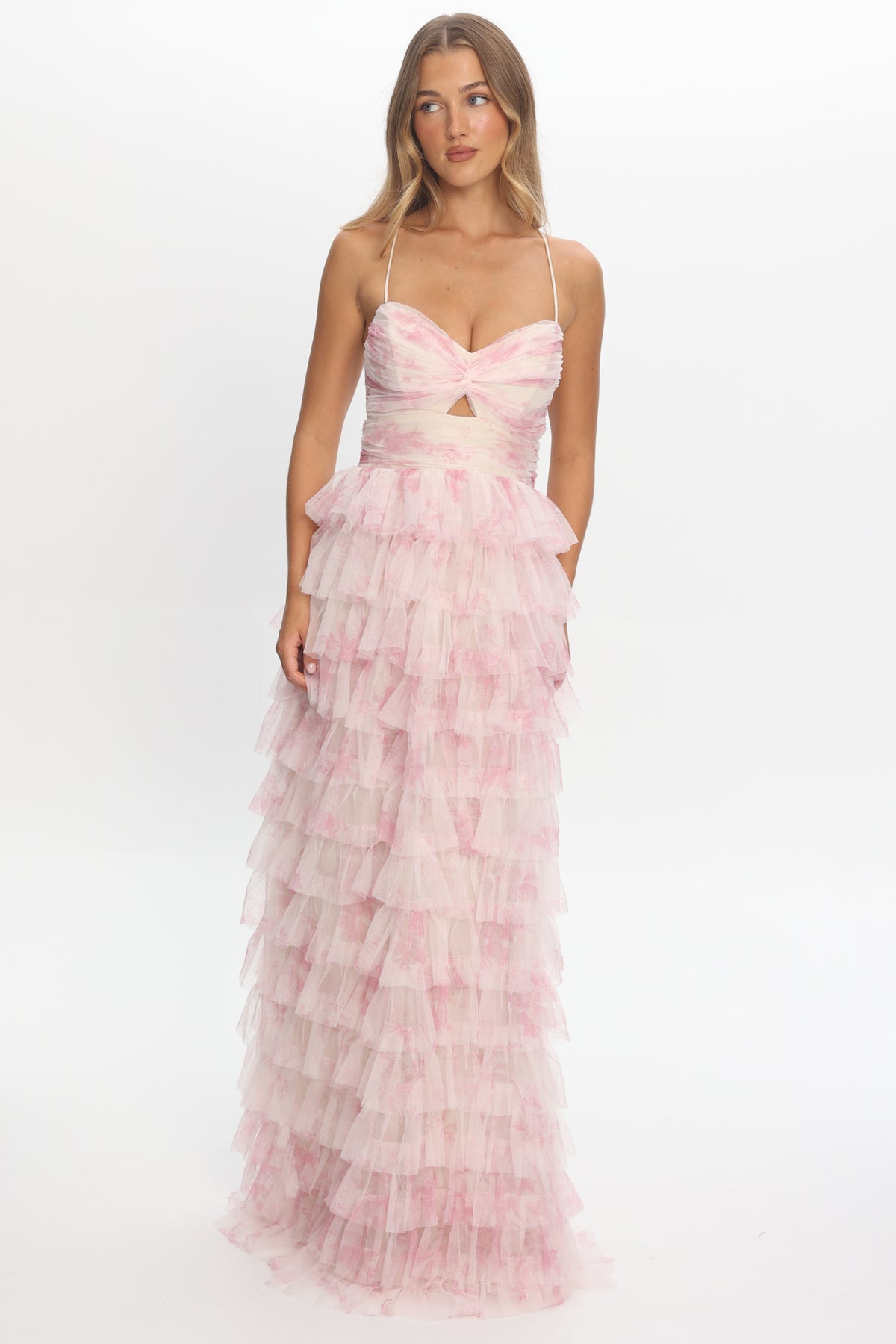 bridesmaid dresses cambridgeshire Cambridge Layered Frill Maxi Dress Floral Pink US Size - Made To Order:12 Sabrina this piece is a Amaia Shirt Dress |
