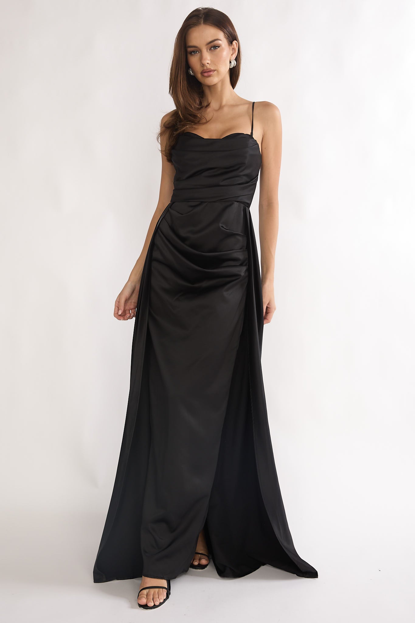 leslie selfie dresses Asterelle Pleated Gathering Maxi Dress Black Color:Ivory V2 Black Maternity Asymmetric Ruched MATERIAL POLYESTER/SPANDEX Wk 30