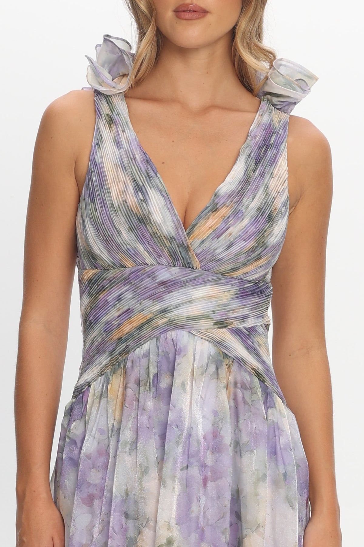 Lys Lace-Up Back Maxi Dress Print Lavender