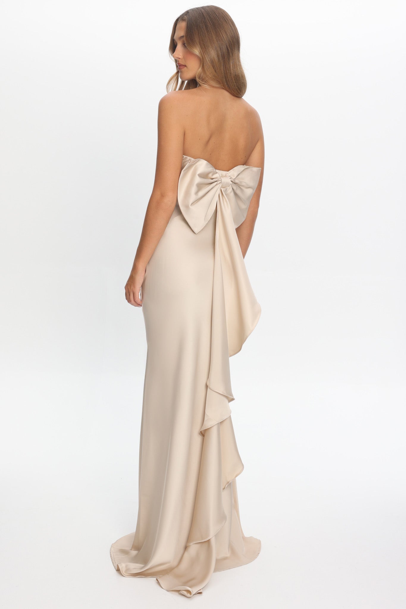 Iyeciz Strapless Maxi Dress Champagne - L Iyeciz Strapless Maxi Dress Champagne - L