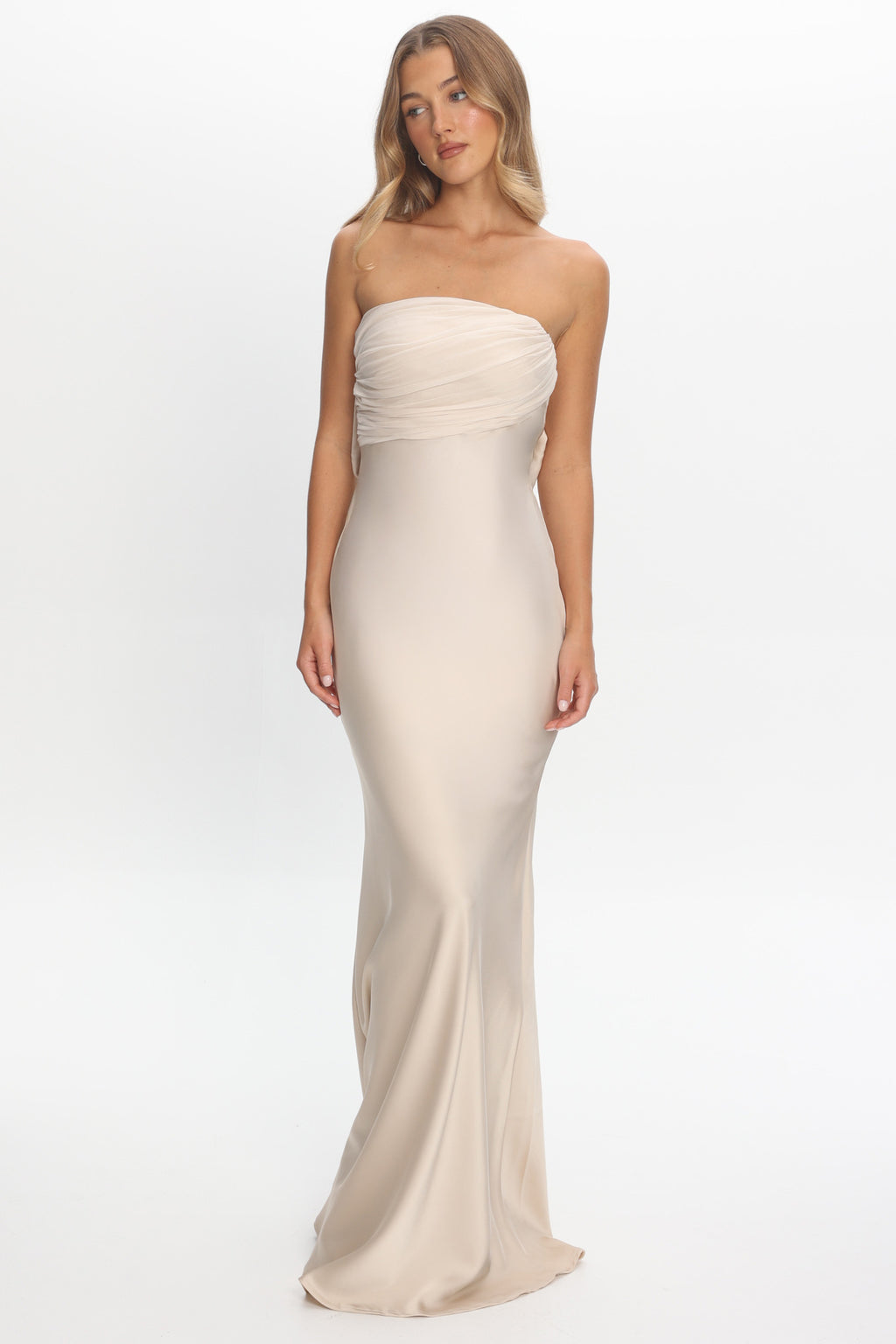 Iyeciz Strapless Maxi Dress Champagne