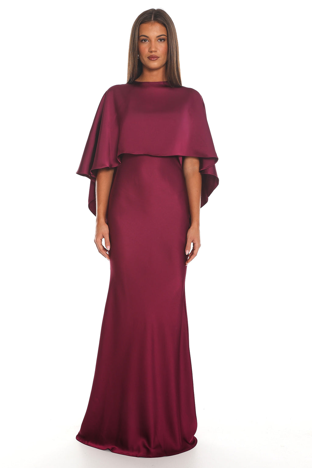 Naomi Cape Maxi Dress Wine by Selfie Leslie