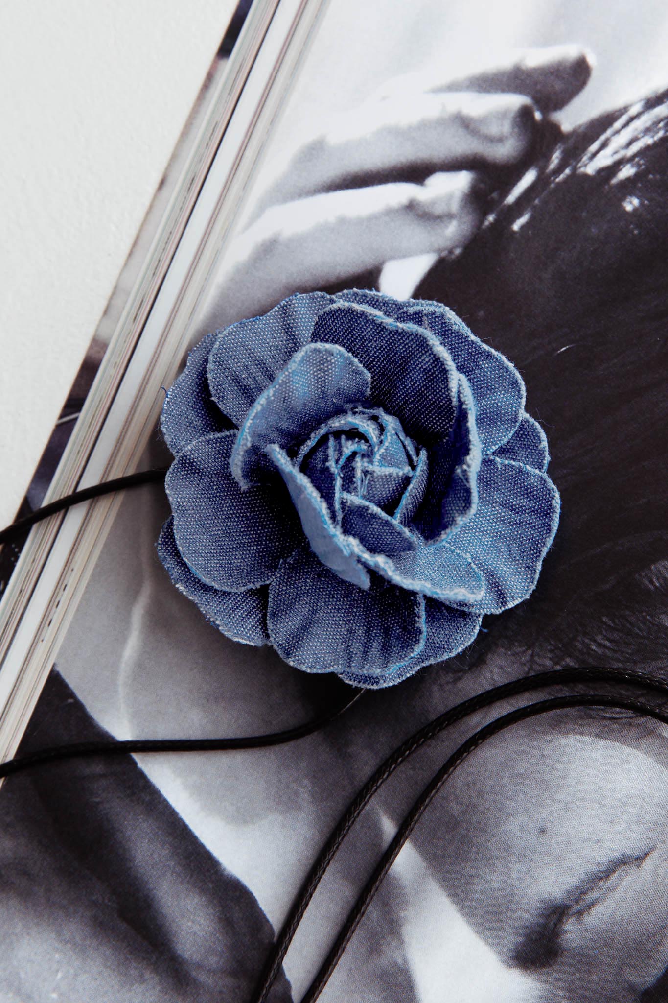 Averie Rosette Choker Necklace Denim by Selfie Leslie