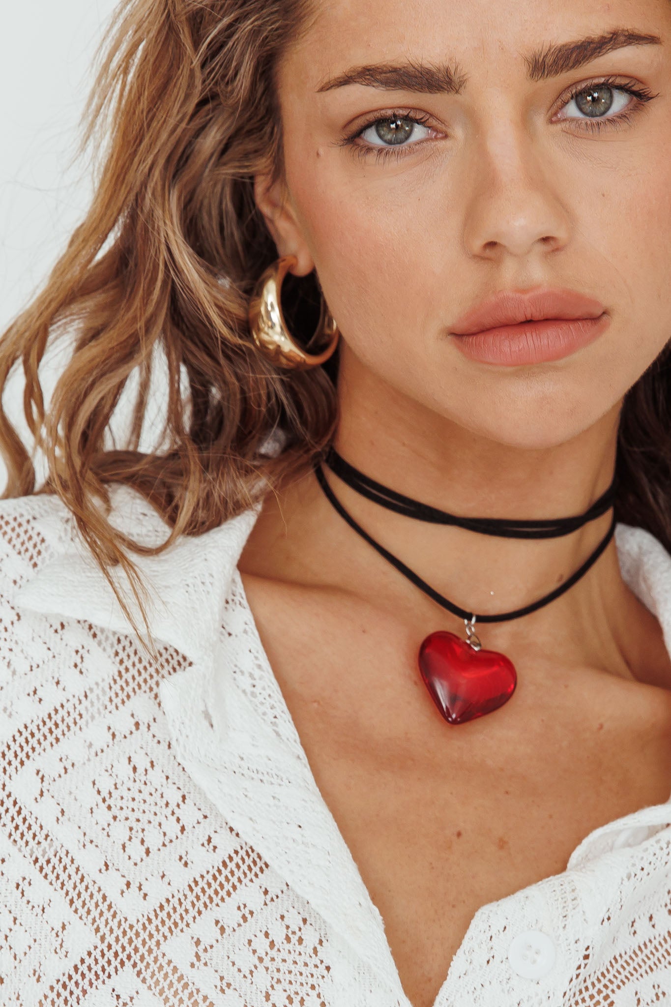 Lovers Heart Choker Necklace Red by Selfie Leslie