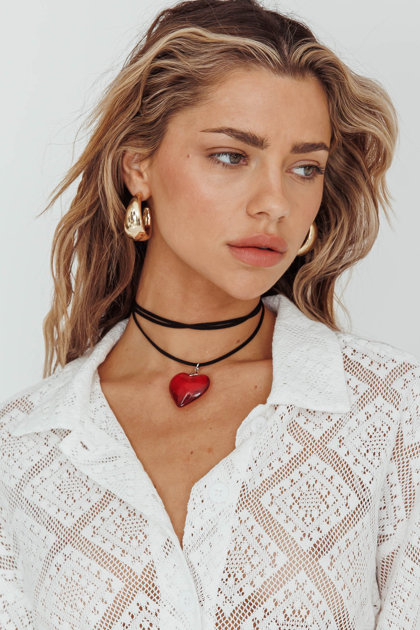 Lovers Heart Choker Necklace Red by Selfie Leslie