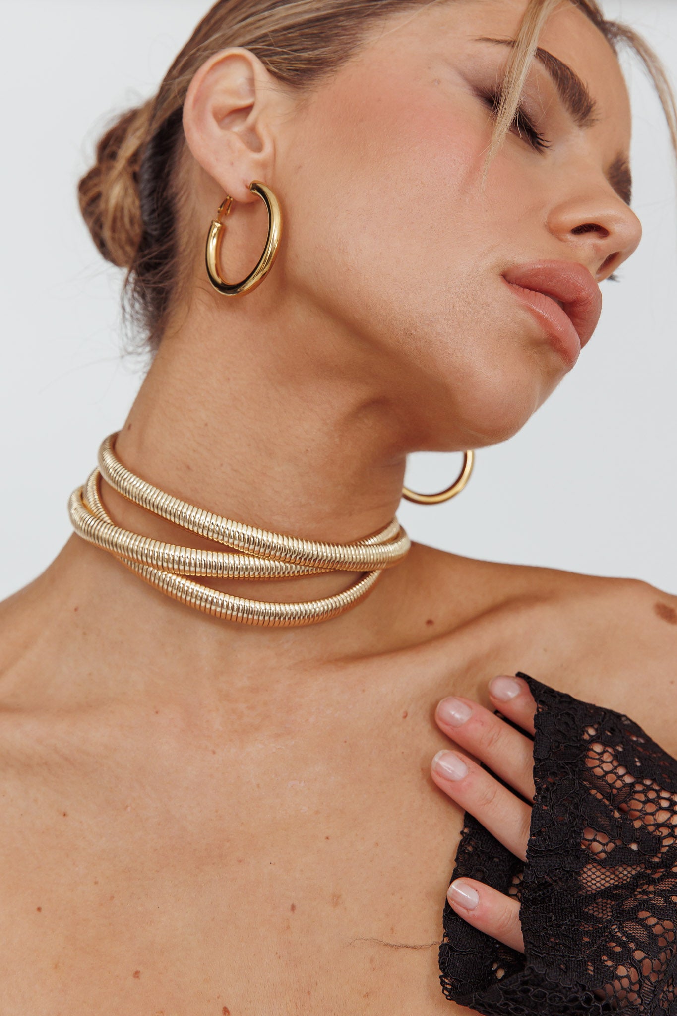 Shop the Roman Multi Choker Necklace Gold - Main Image