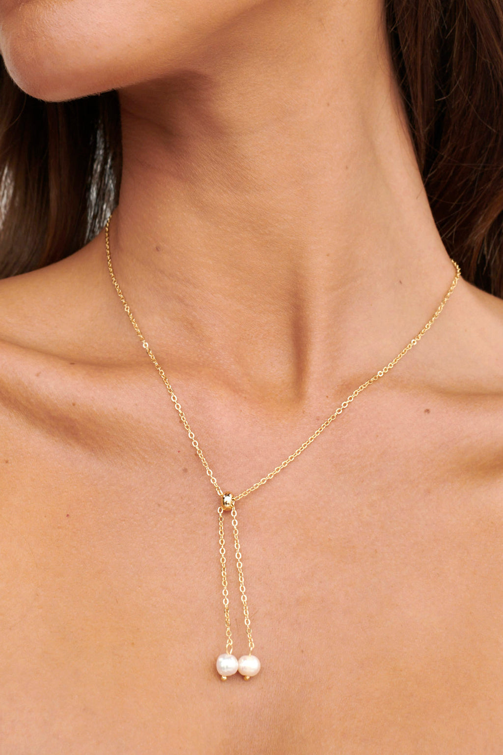 Esme Pearl Drop Necklace Gold by Selfie Leslie