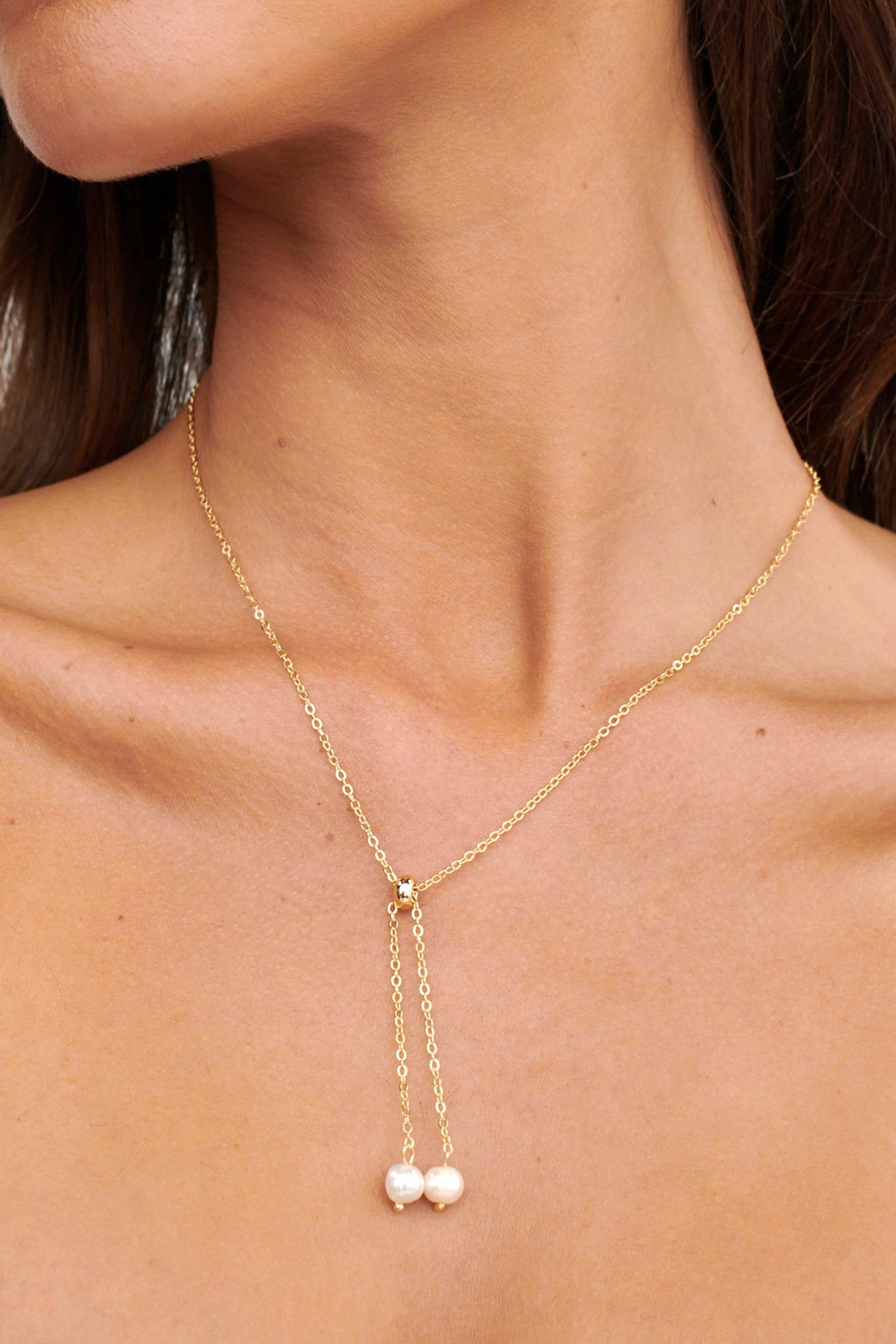 Esme Pearl Drop Necklace Gold by Selfie Leslie