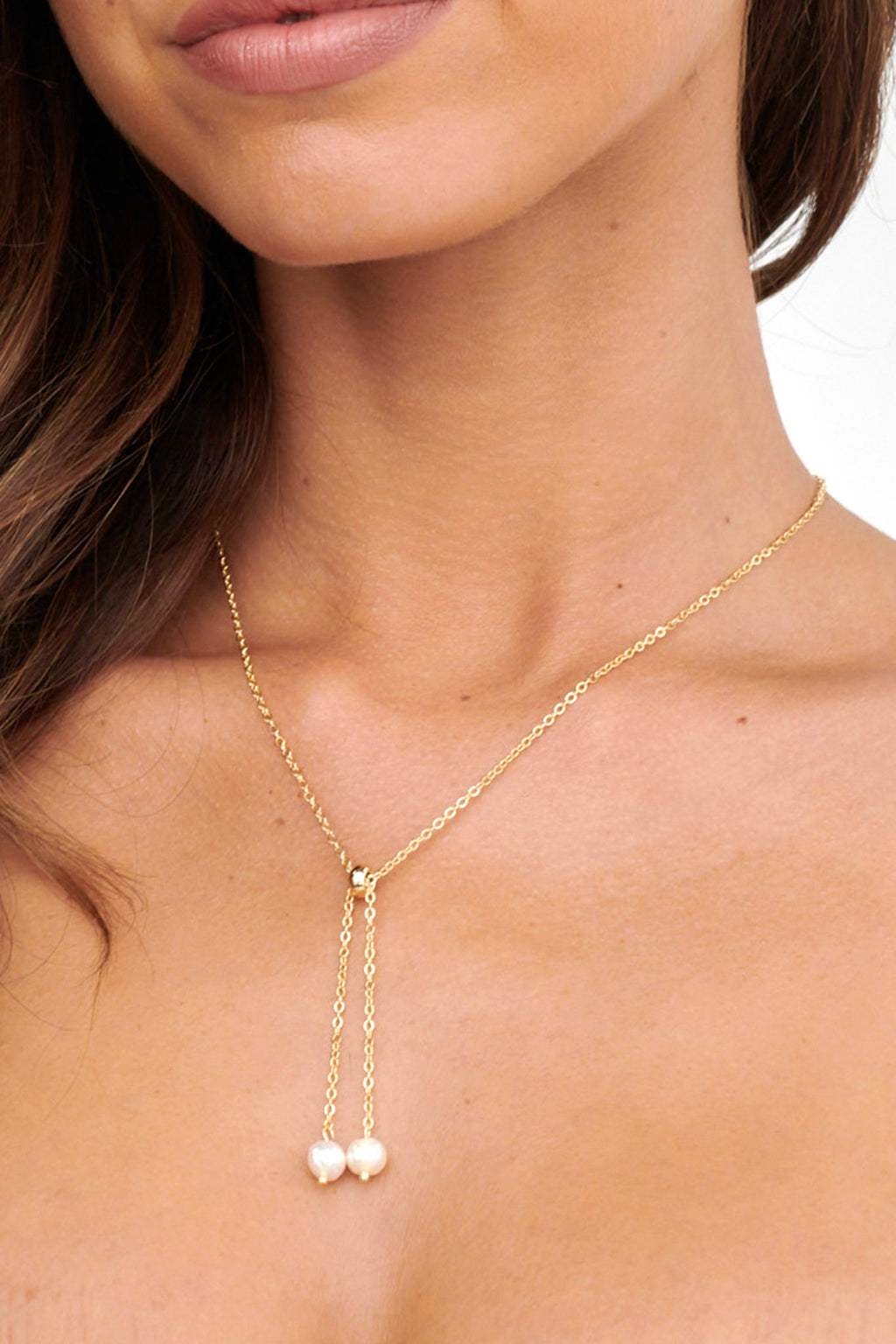 Esme Pearl Drop Necklace Gold by Selfie Leslie