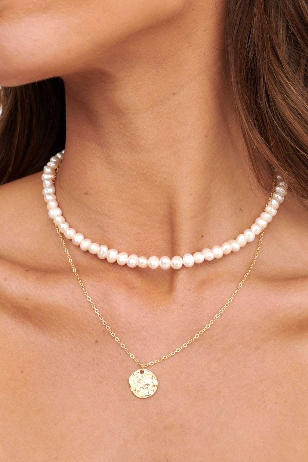 Nikita Pearl & Pendant Multi-Strand Necklace Gold by Selfie Leslie
