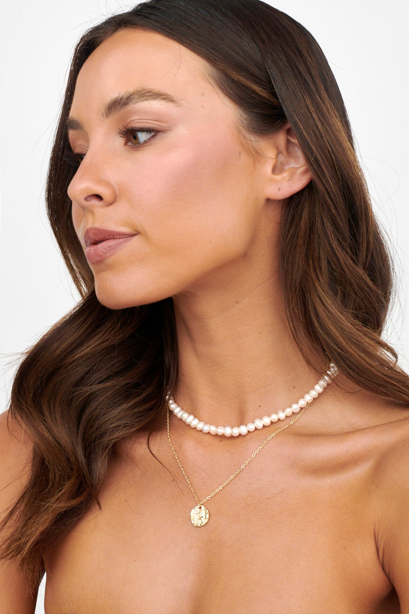 Nikita Pearl & Pendant Multi-Strand Necklace Gold by Selfie Leslie