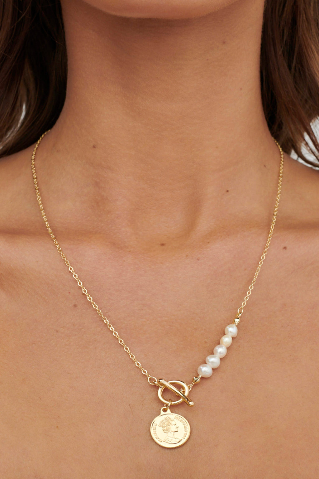 Marissa Pearl & Pendant Necklace Gold by Selfie Leslie