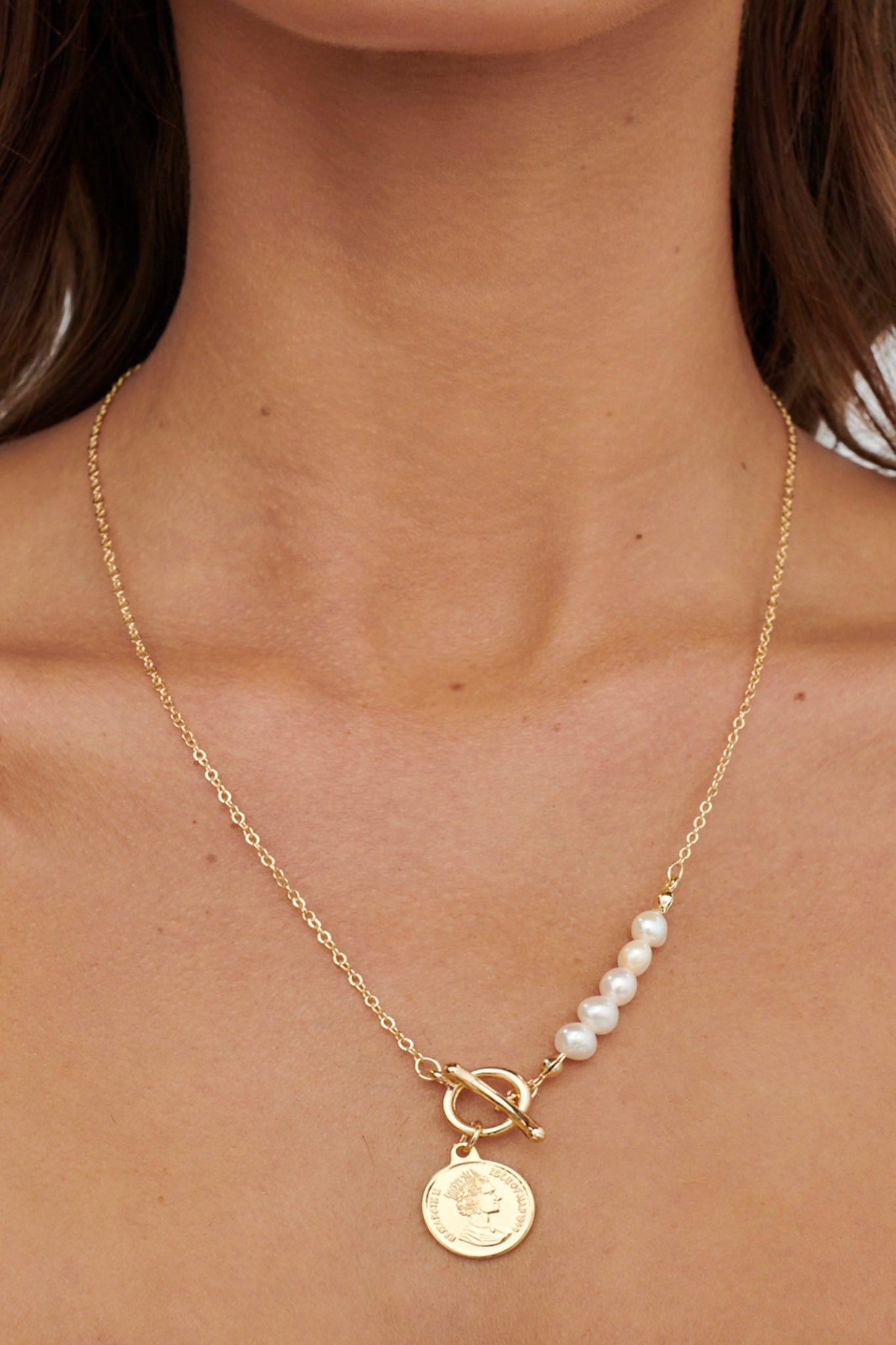 Marissa Pearl & Pendant Necklace Gold by Selfie Leslie
