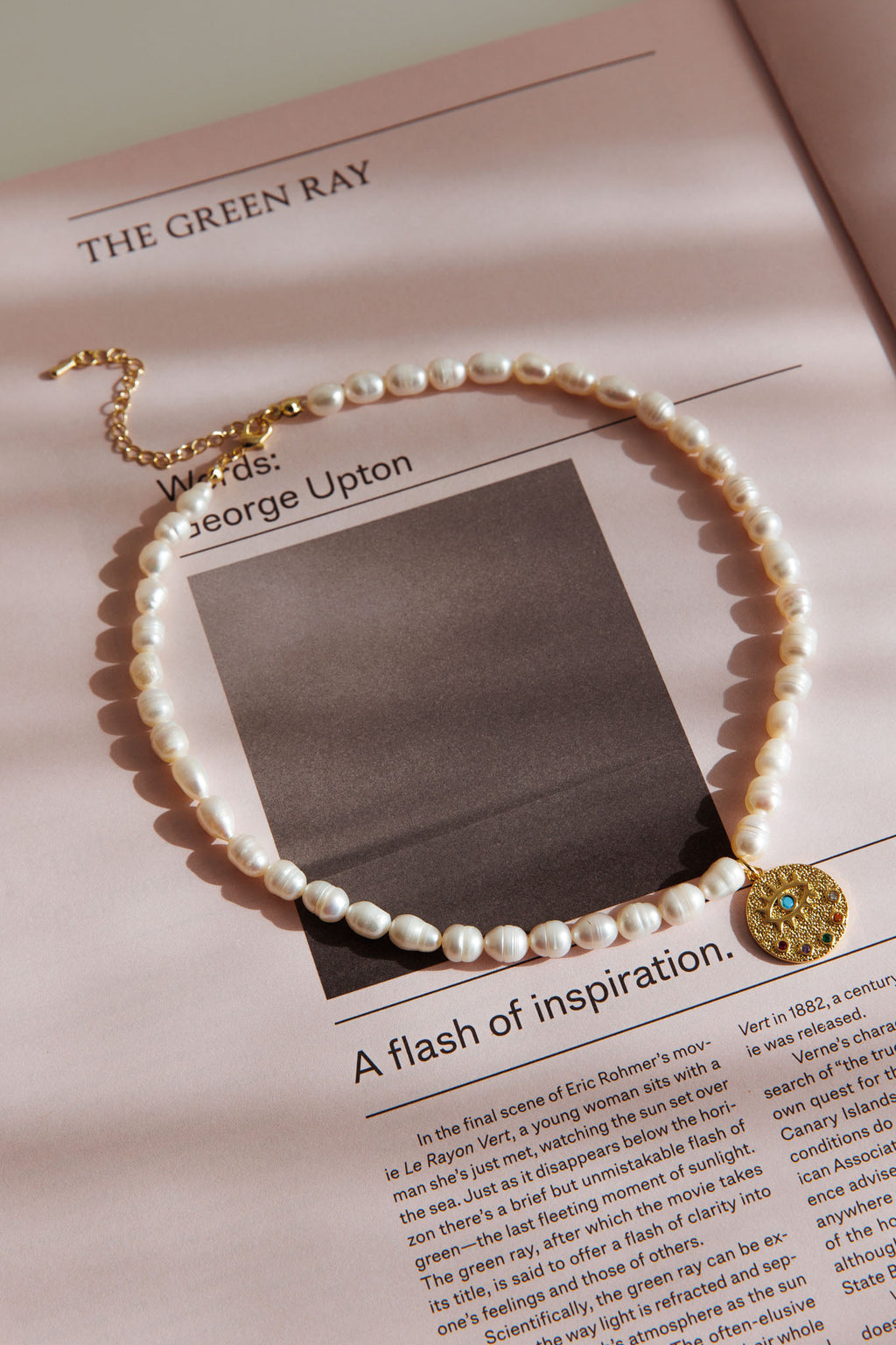 Evil Eye Freshwater Pearl Necklace Gold by Selfie Leslie