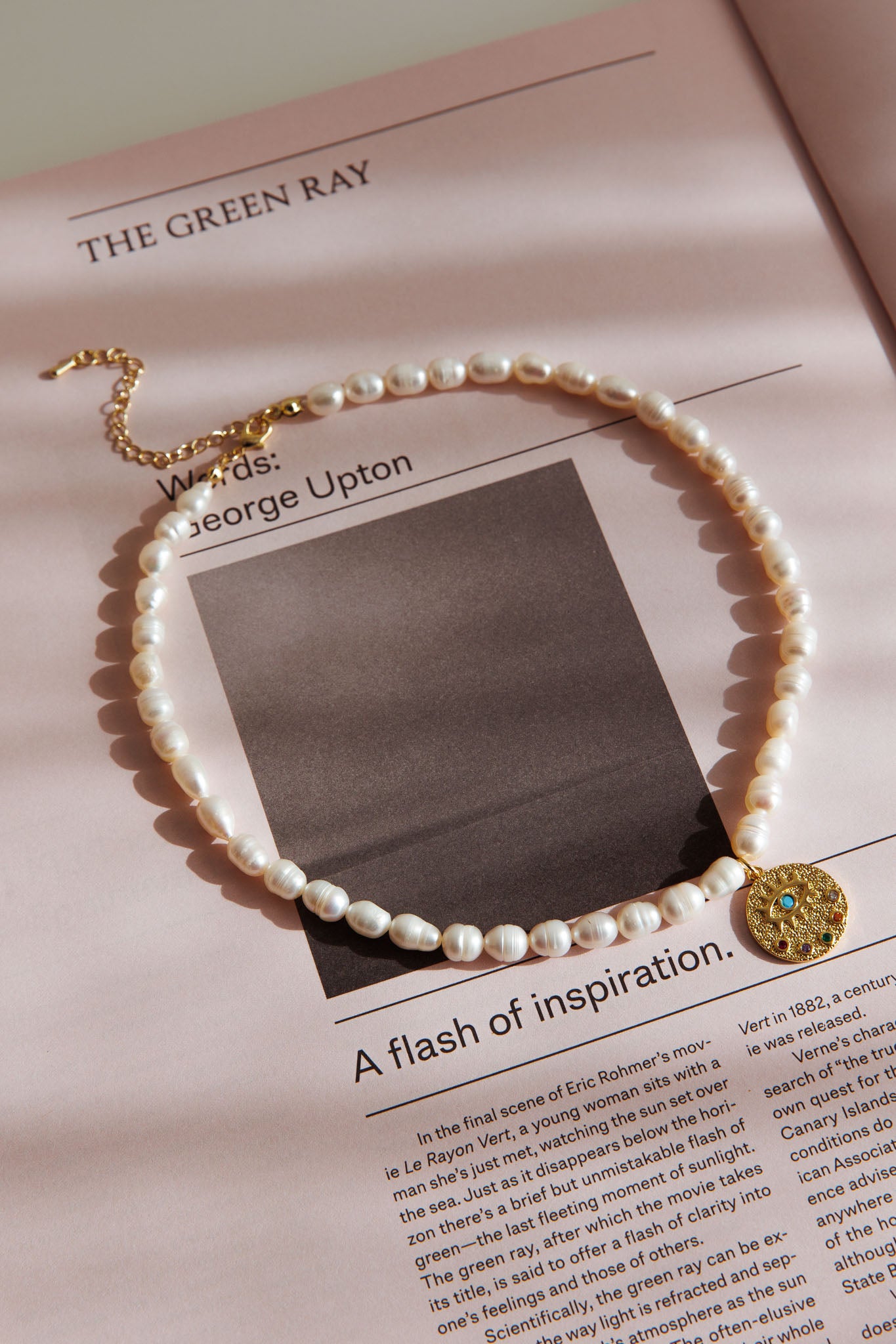 Evil Eye Freshwater Pearl Necklace Gold by Selfie Leslie