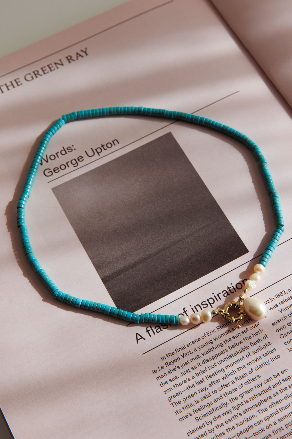 Monaco Pearl Turquoise Bead Necklace Gold by Selfie Leslie