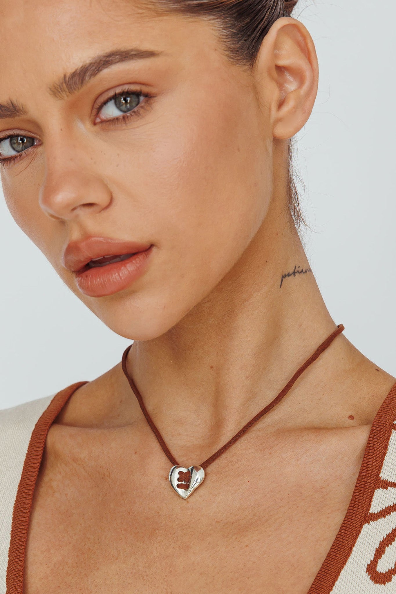 Daily Heart Pendant Necklace Silver by Selfie Leslie