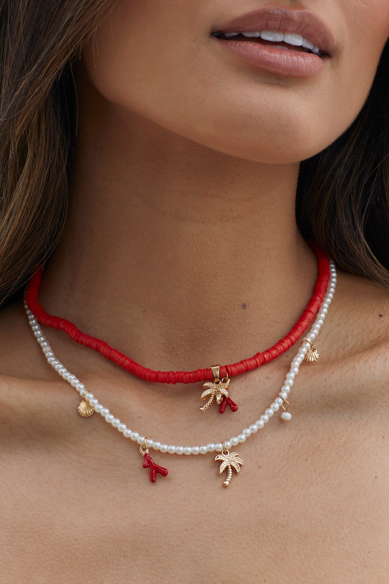 Tahiti Sunset Pearl Beach Necklace Gold by Selfie Leslie