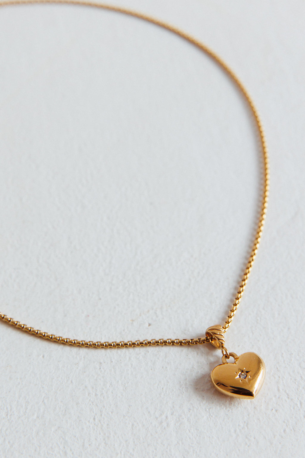 Cora Puffed Heart Pendant Necklace Gold by Selfie Leslie