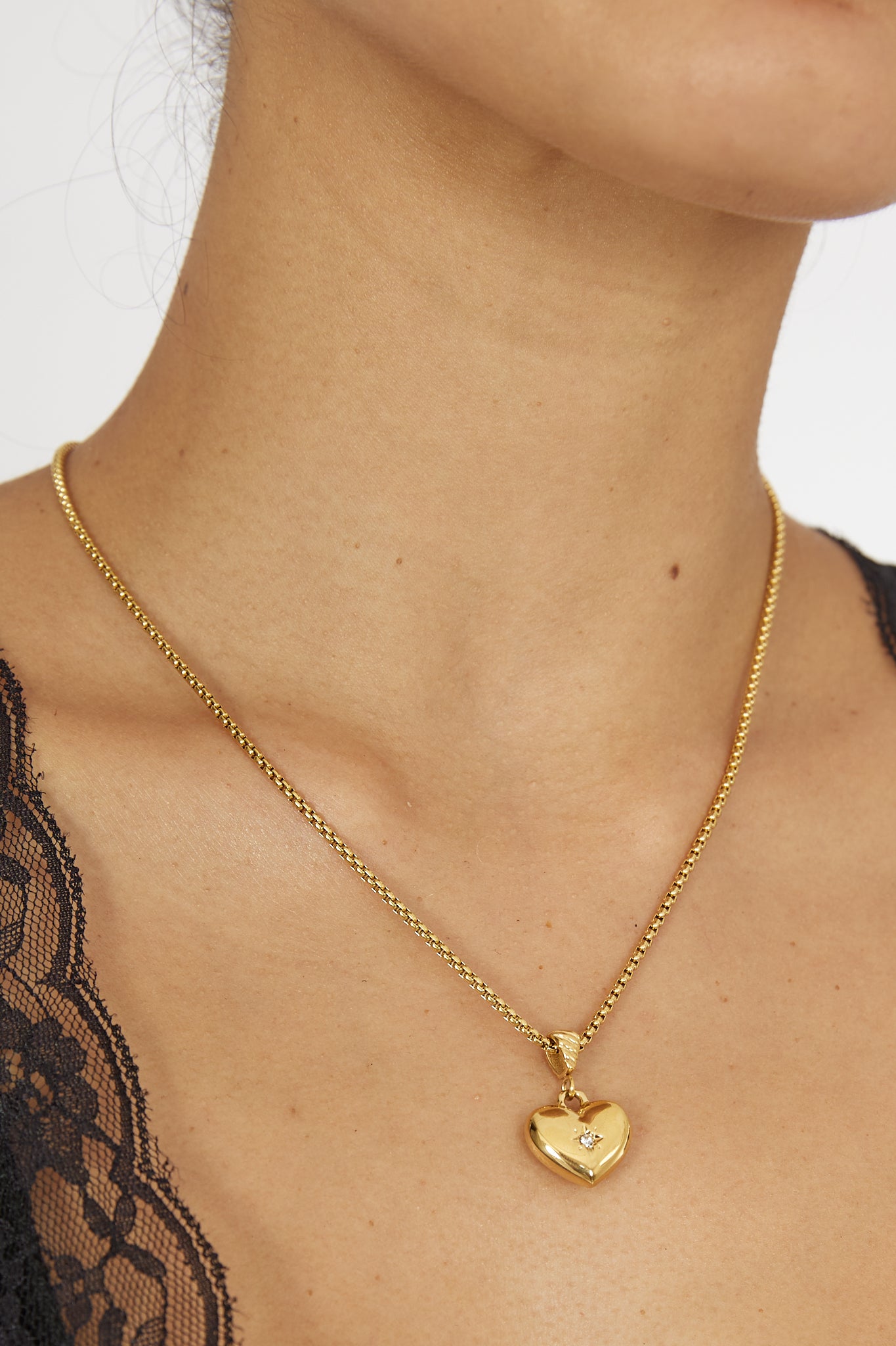 Cora Puffed Heart Pendant Necklace Gold by Selfie Leslie