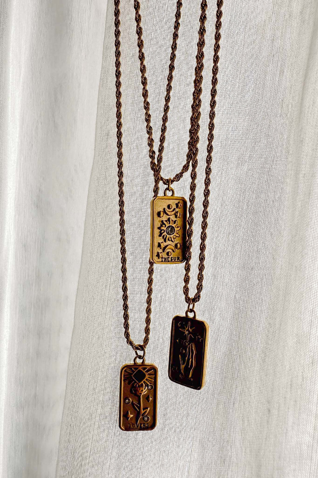 Sol Rope Chain Pendant Necklace Gold by Selfie Leslie