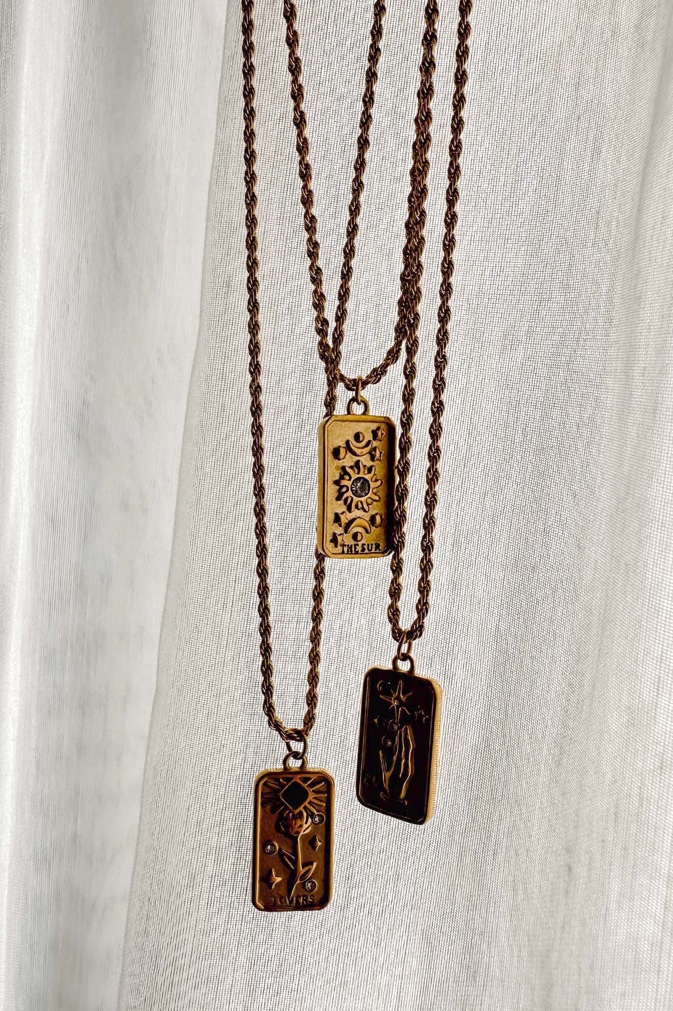 Sol Rope Chain Pendant Necklace Gold by Selfie Leslie