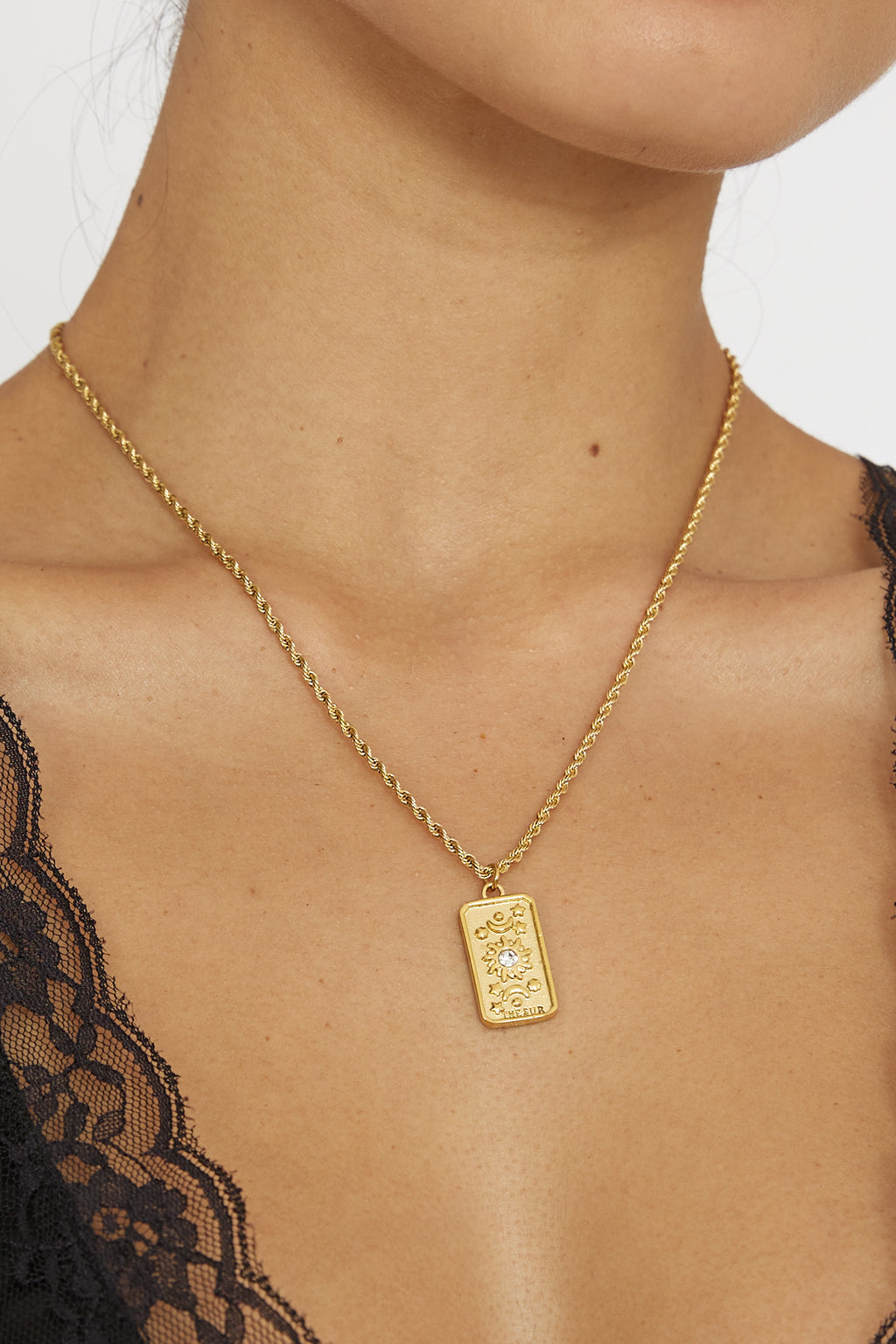 Sol Rope Chain Pendant Necklace Gold by Selfie Leslie