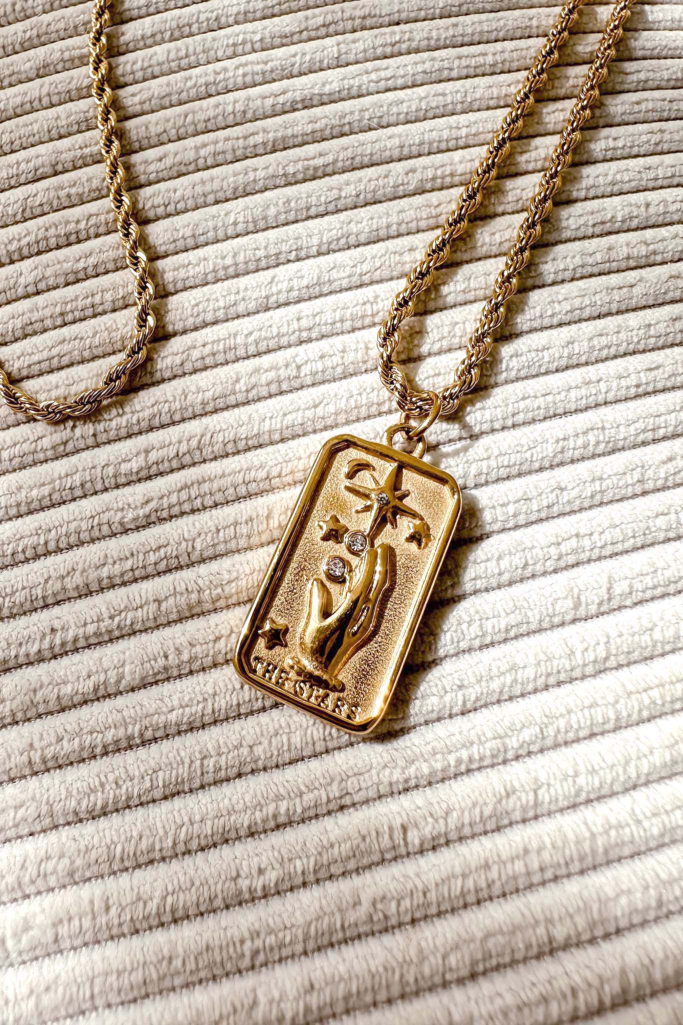 The Stars Rhinestone Pendant Necklace Gold by Selfie Leslie