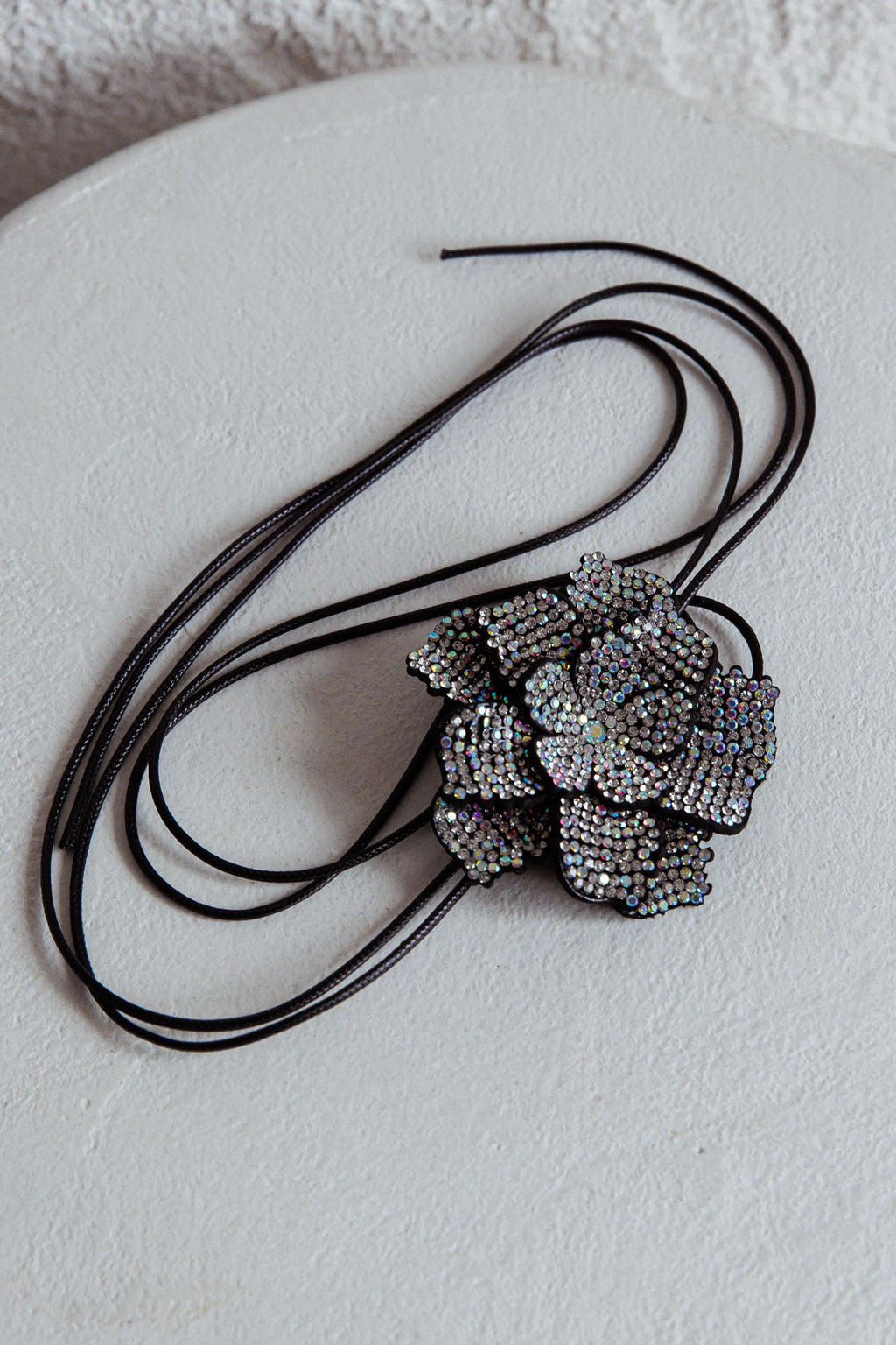 Magnolia Diamante Flower Choker Necklace Black by Selfie Leslie